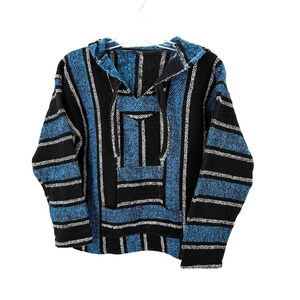 Mexican Baja Hoodie Carpet Jacket Striped Pullover Small Soft Lined